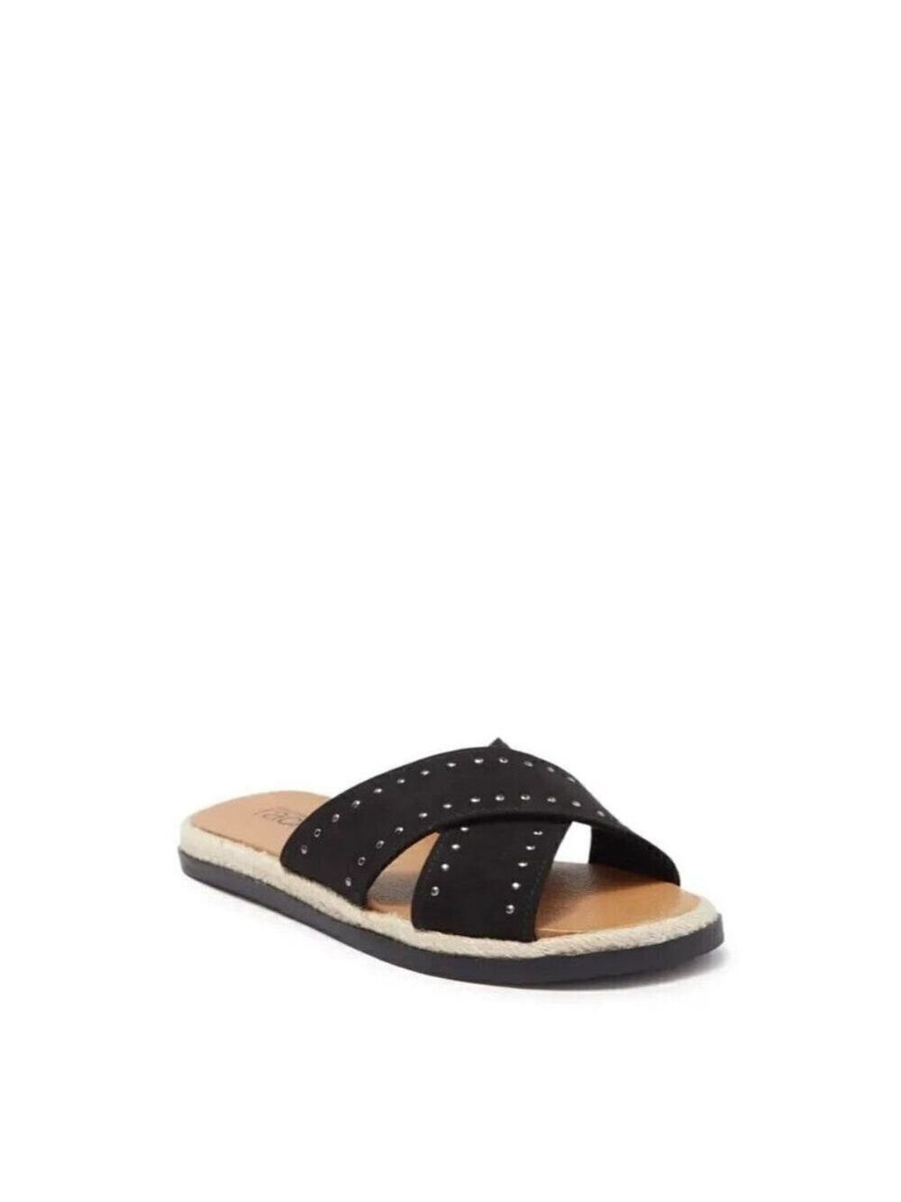 Nordstrom Rack "Phoebe" BNWT espadrille slide sandal size 7.5 NEW black studded